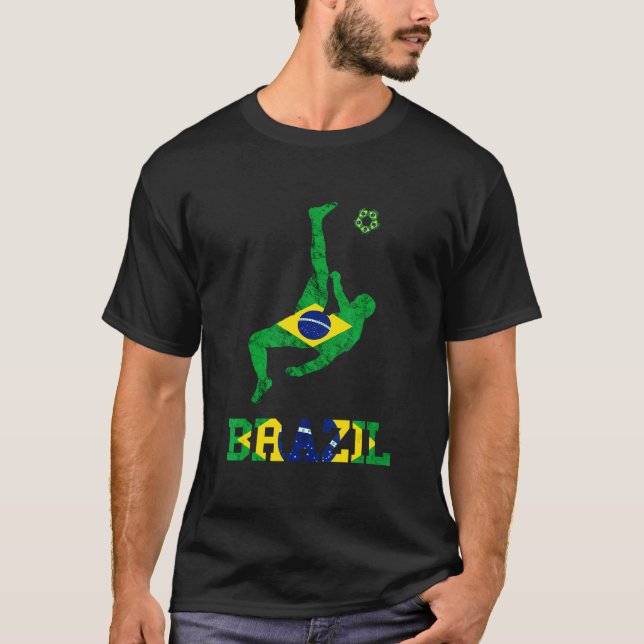 Brazil Flag Brazilian Pride Brazilian Football Pla T-Shirt (Front)