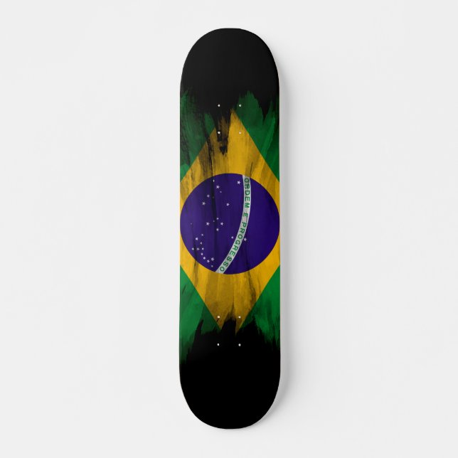 Brazil flag brush stroke, national flag skateboard (Front)