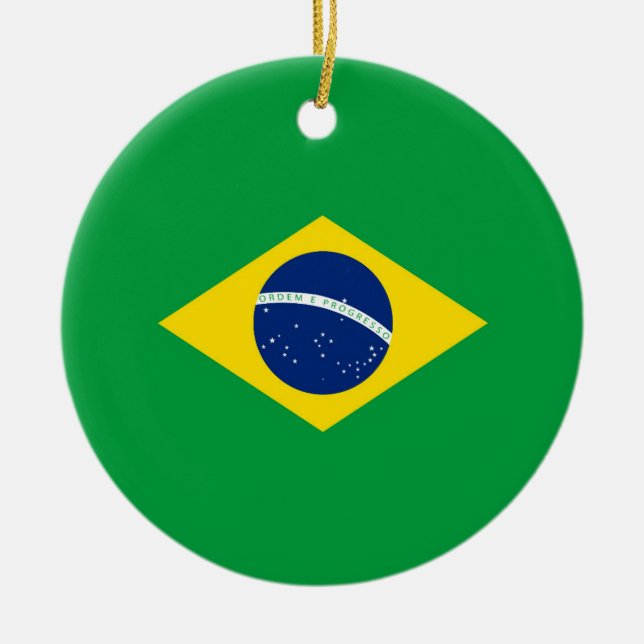 Brazil flag ceramic tree decoration (Front)