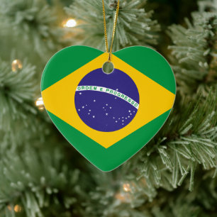 Brazil Flag Ceramic Tree Decoration