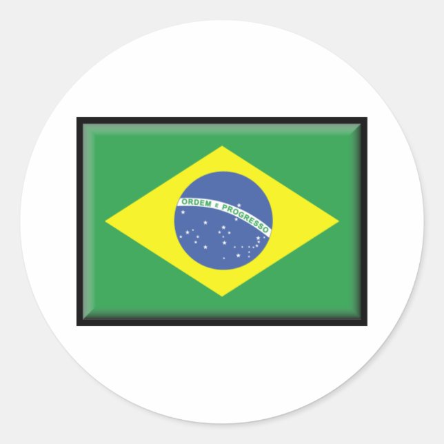 Brazil Flag Classic Round Sticker (Front)