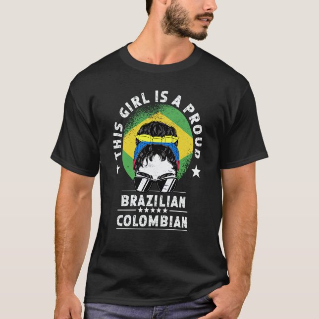 Brazil Flag Colombia Grown Women Girl Citizen Prid T-Shirt (Front)