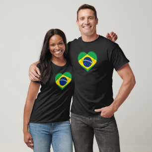 Brazil Flag Colours Heart T-Shirt