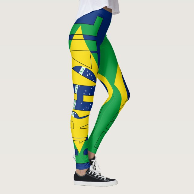 Brazil Flag Colours Patriotic Leggings (Right)