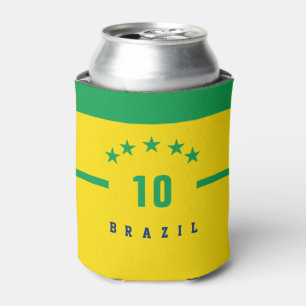 Brazil Flag Colours World Cup Soccer Can Cooler