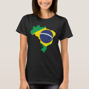 Brazil Flag, Country Map Unique Brazilian Flag T-Shirt