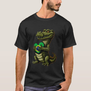 Brazil Flag Crocodile Brazilian Roots Brasil Flag T-Shirt