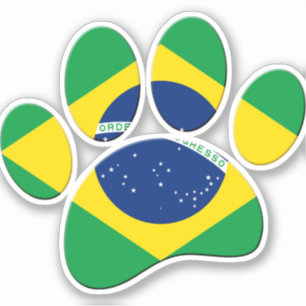 Brazil Flag Dog Paw Print