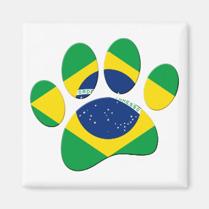 Brazil Flag Dog Paw Print Magnet