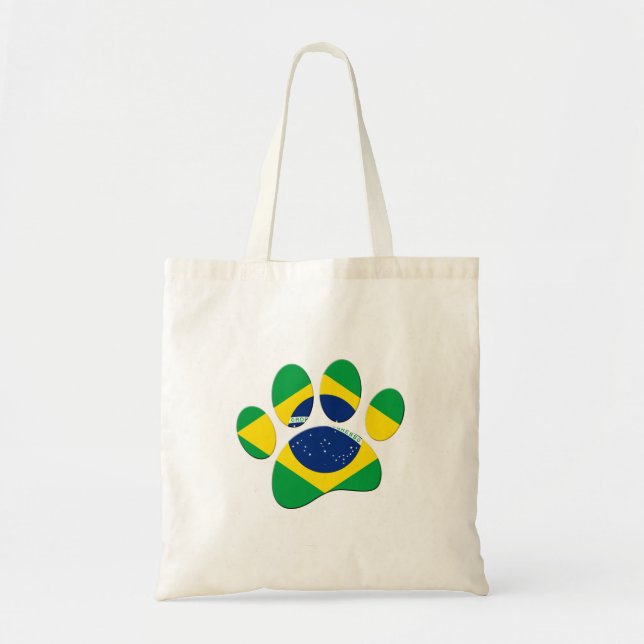 Brazil Flag Dog Paw Print Tote Bag (Front)