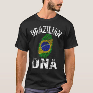 Brazil Flag Fingerprint Brazilian DNA Soccer Footb T-Shirt