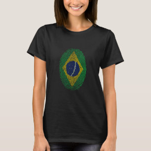 Brazil Flag Fingerprint Country Roots Souvenir T-Shirt
