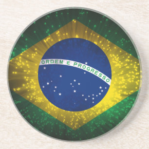 Brazil Flag Firework Coaster