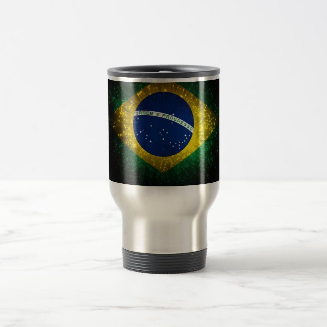 Brazil Flag Firework Travel Mug (Center)