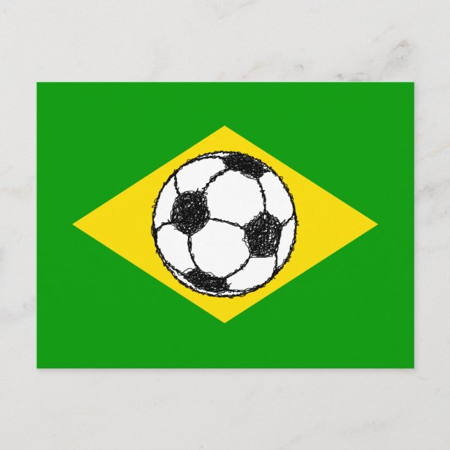 Brazil Flag | Football Sketch Postcard (Front)