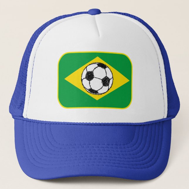 Brazil Flag | Football Sketch Trucker Hat (Front)
