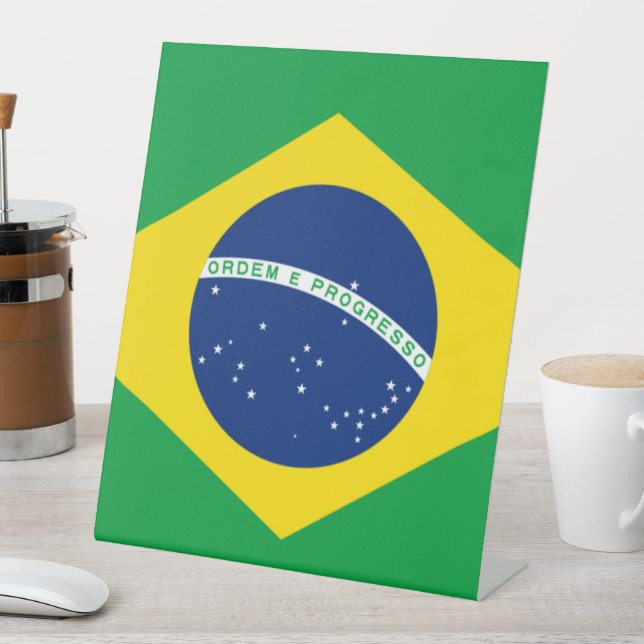 Brazil Flag Football Soccer Patriotic  Pedestal Sign (In SItu)