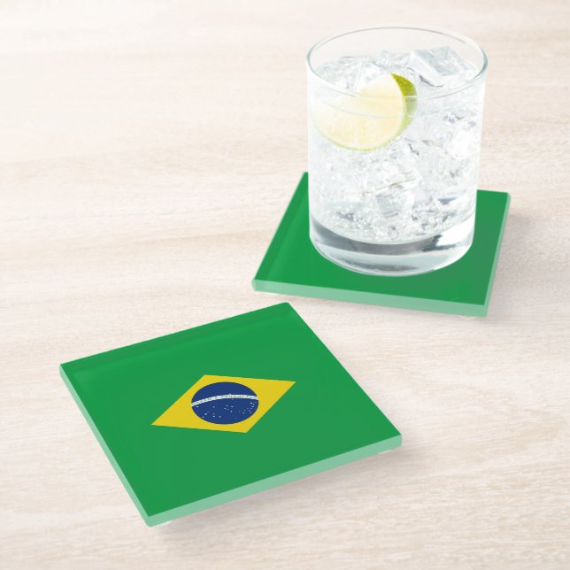 Brazil flag glass coaster (Angled)