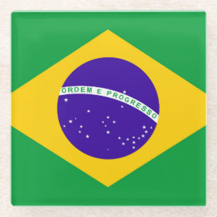Brazil Flag Glass Coaster