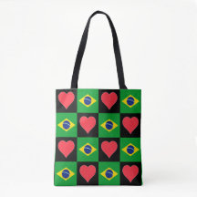 Brazil Flag Heart Pattern Patriotic Brazilian