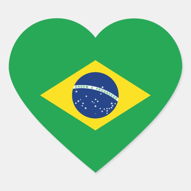 Brazil Flag Heart Sticker (Front)