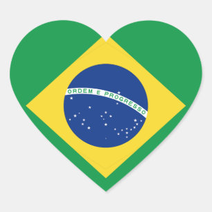 Brazil Flag Heart Sticker
