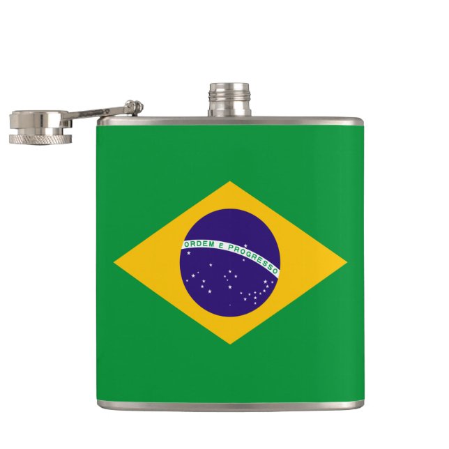 Brazil Flag Hip Flask (Opened)