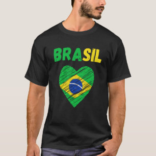 Brazil Flag Holiday Brasil Heart Brazilian Flag T-Shirt