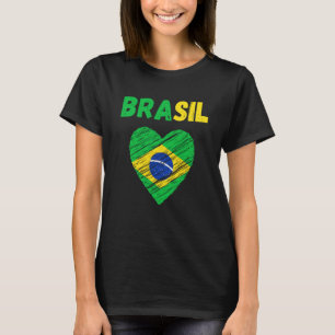 Brazil Flag Holiday Brasil Heart Brazilian Flag T-Shirt