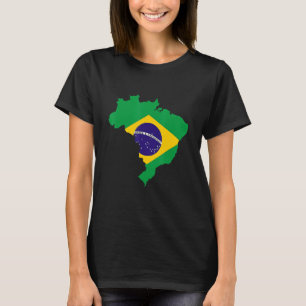 Brazil flag in Brazil outline Brazil T-Shirt
