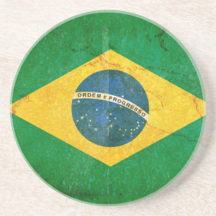 Brazil Flag in Grunge Coaster