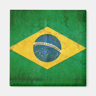 Brazil Flag in Grunge Magnet