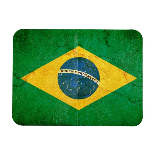 Brazil Flag in Grunge Magnet (Horizontal)