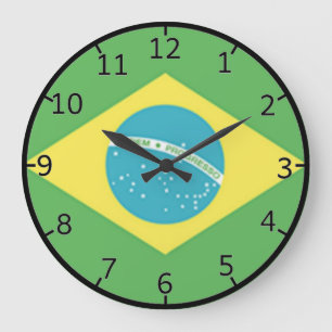 Brazil Flag Large Clock