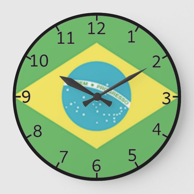 Brazil Flag Large Clock (Front)