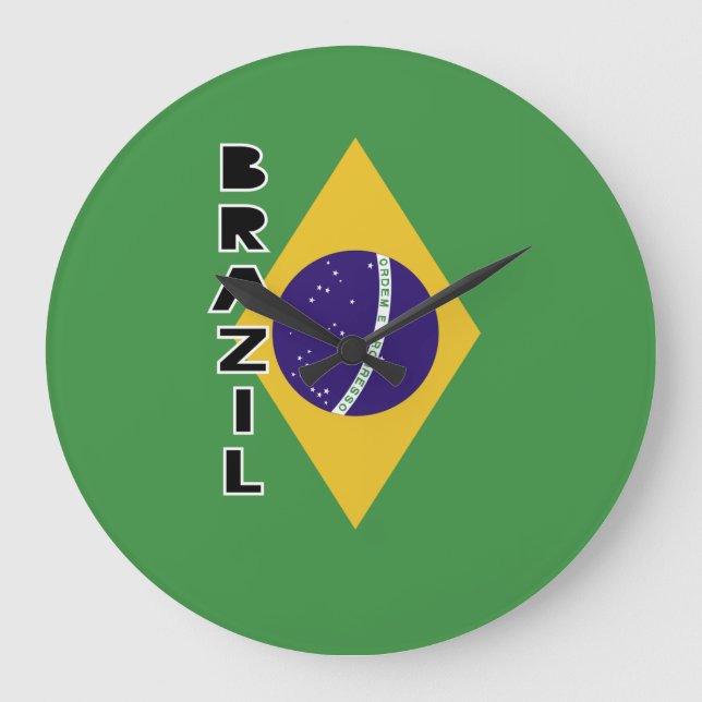 Brazil Flag Large Clock (Front)
