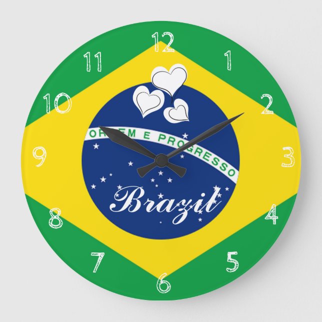 Brazil flag large clock (Front)