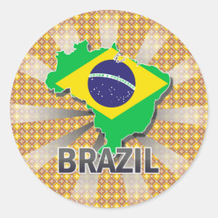 Brazil Flag Map 2.0 Classic Round Sticker