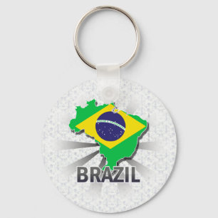 Brazil Flag Map 2.0 Key Ring