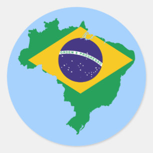 brazil flag map classic round sticker