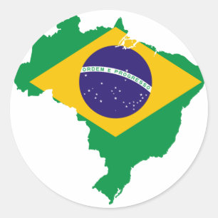 brazil flag map classic round sticker
