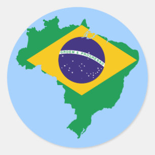 brazil flag map classic round sticker
