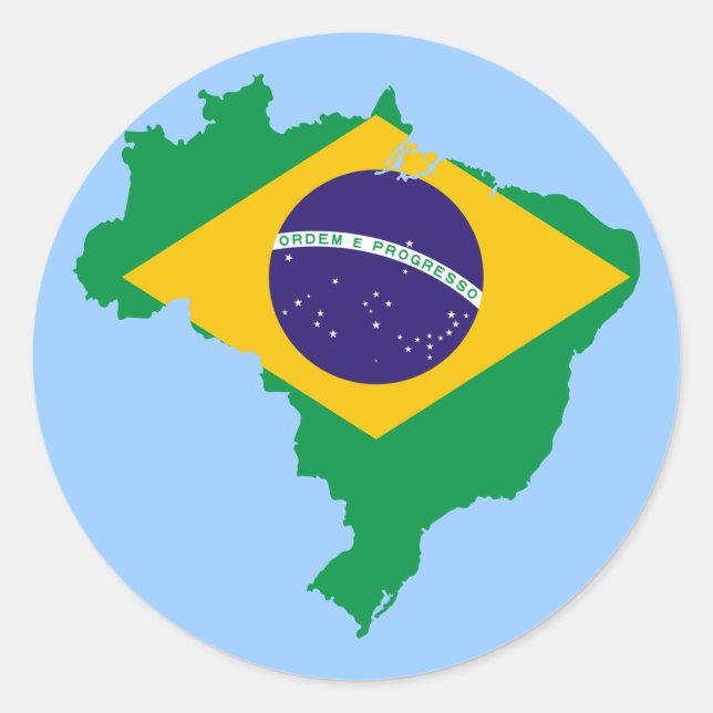 brazil flag map classic round sticker (Front)