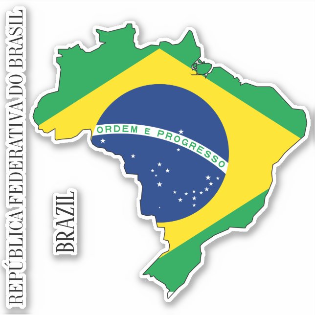 Brazil Flag Map Outline (Front)