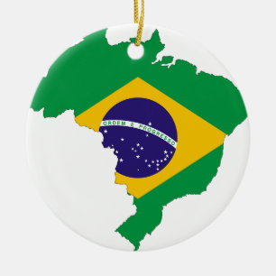 Brazil Flag Map Symbol Brazilian Country Ceramic Tree Decoration