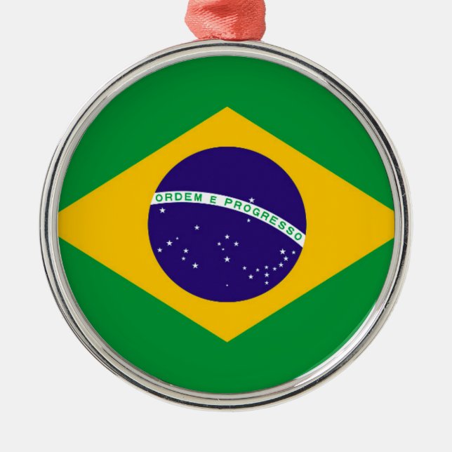 Brazil Flag Metal Tree Decoration (Front)