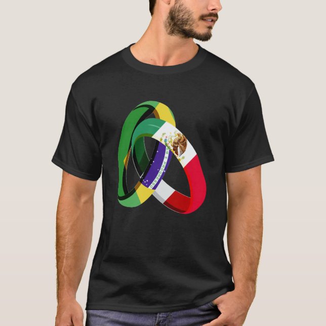 Brazil Flag Mexico Grown Ring Marriage Wedding T-Shirt (Front)