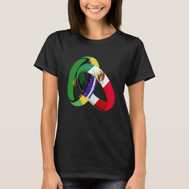 Brazil Flag Mexico Grown Ring Marriage Wedding T-Shirt (Front)