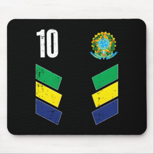 Brazil Flag Number 10 Soccer Fan T Shirt_1 Mouse Mat