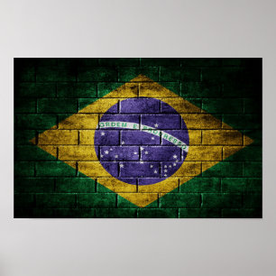 Brazil flag on wall poster